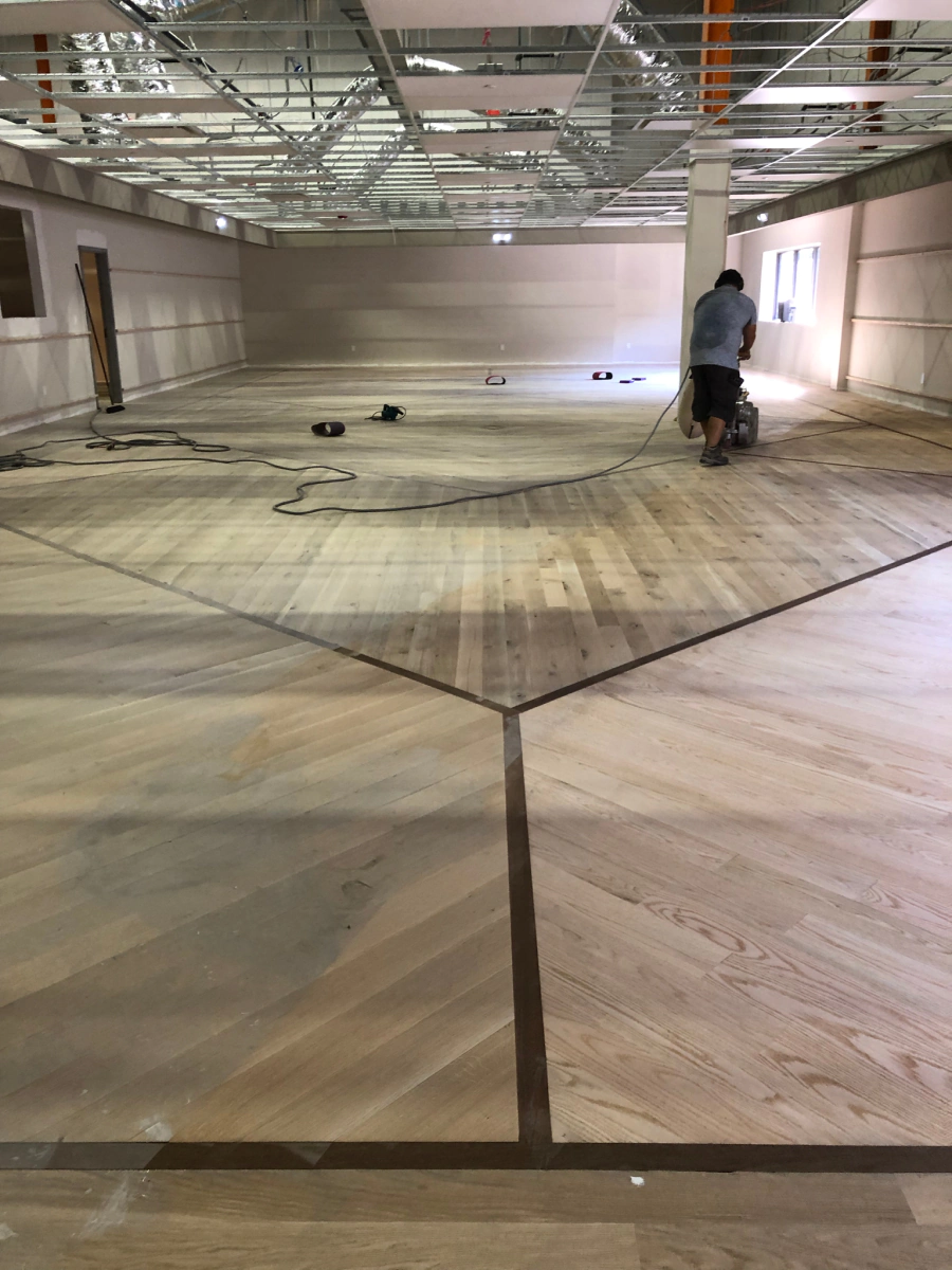 Restored antique hardwood floor in an Overland Park, Kansas home